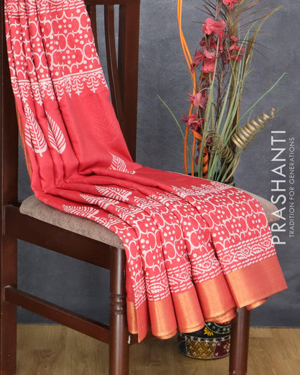 Semi bhagalpuri saree red with butta prints and zari woven border - {{ collection.title }} by Prashanti Sarees