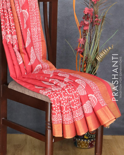 Semi bhagalpuri saree red with butta prints and zari woven border - {{ collection.title }} by Prashanti Sarees