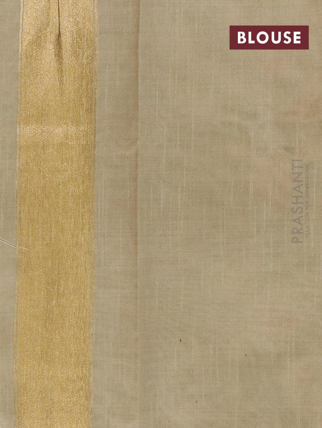 Semi chanderi saree beige with allover zari weaving and madhubani printed border - {{ collection.title }} by Prashanti Sarees