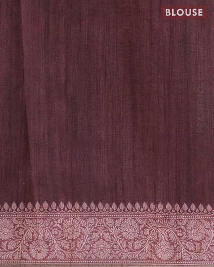 Semi chanderi saree brown shade with floral prints embroidery work and woven border - {{ collection.title }} by Prashanti Sarees