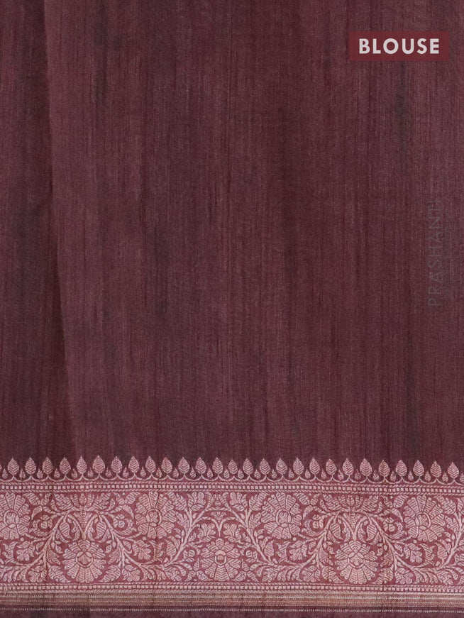 Semi chanderi saree brown shade with floral prints embroidery work and woven border - {{ collection.title }} by Prashanti Sarees