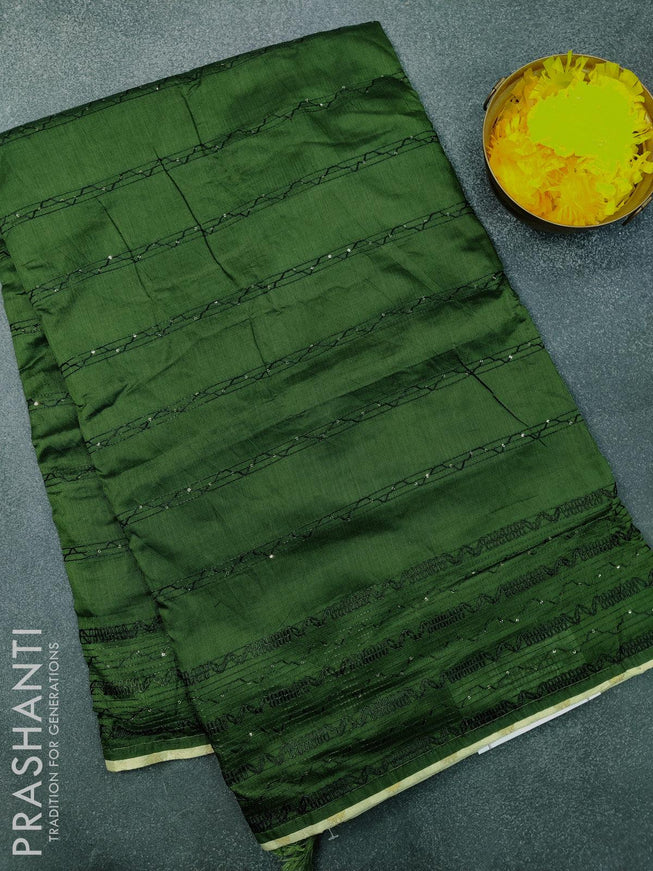 Semi chanderi saree green and cream with sequin work - {{ collection.title }} by Prashanti Sarees