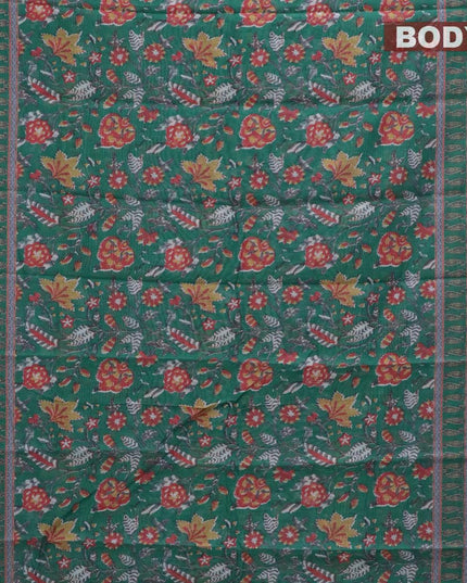 Semi chanderi saree green and pink shade with allover prints and banarasi style border - {{ collection.title }} by Prashanti Sarees