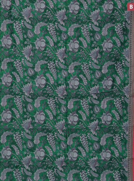 Semi chanderi saree green and pink with allover prints and banarasi style border - - {{ collection.title }} by Prashanti Sarees