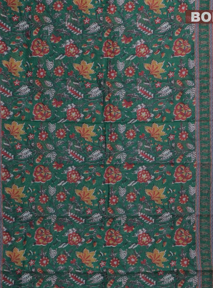 Semi chanderi saree green and pink with allover prints and banarasi style border - - {{ collection.title }} by Prashanti Sarees