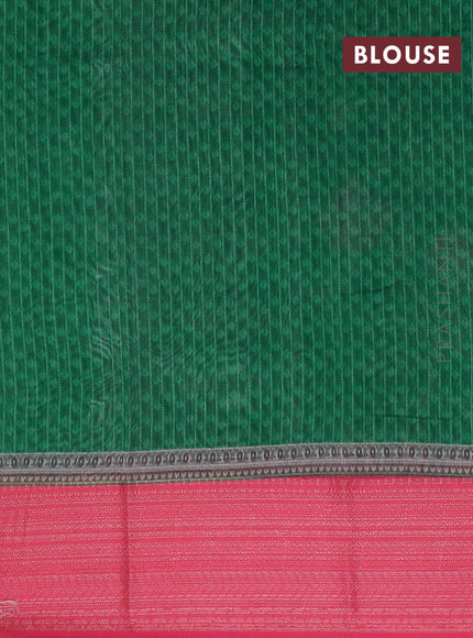 Semi chanderi saree green and pink with allover prints and banarasi style border - - {{ collection.title }} by Prashanti Sarees