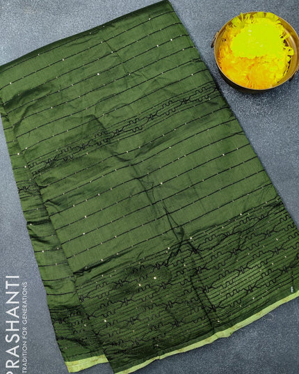 Semi chanderi saree green and pista green with sequin work - {{ collection.title }} by Prashanti Sarees