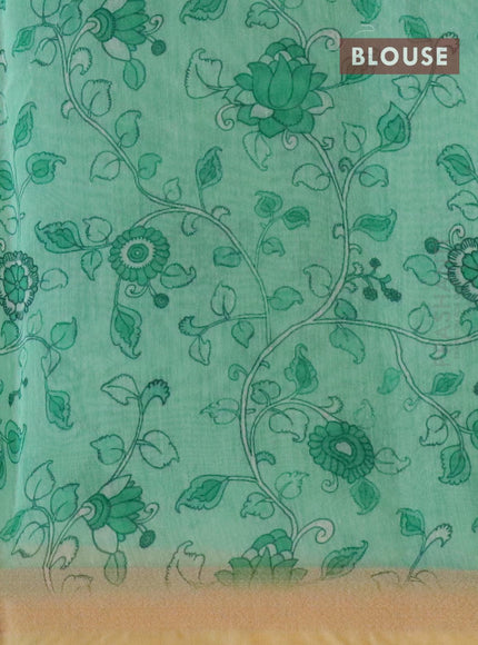 Semi chanderi saree green and sandal with allover floral prints & embroidery work and embroidery border - {{ collection.title }} by Prashanti Sarees