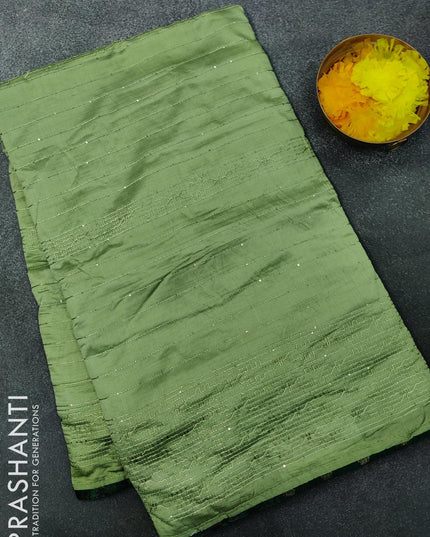 Semi chanderi saree green shade with sequin work - {{ collection.title }} by Prashanti Sarees