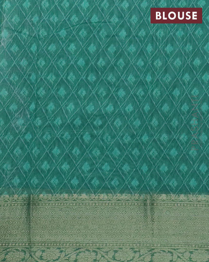 Semi chanderi saree green with allover prints and banarasi style border - - {{ collection.title }} by Prashanti Sarees