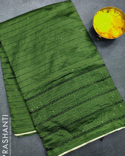 Semi chanderi saree green with sequin work - {{ collection.title }} by Prashanti Sarees
