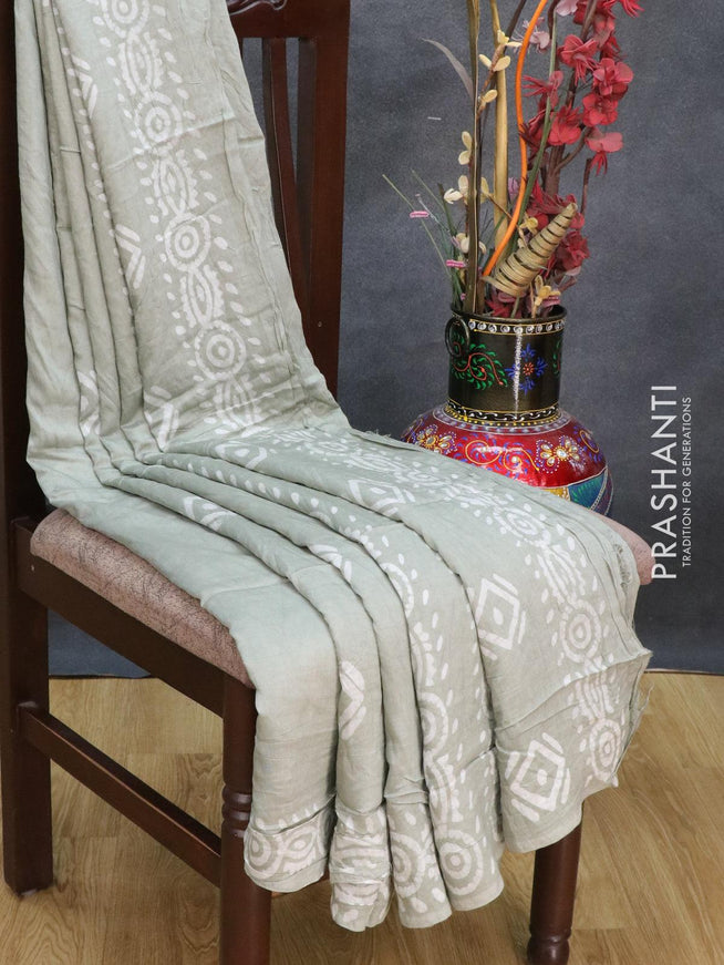 Semi Chanderi saree grey shade with batik prints - {{ collection.title }} by Prashanti Sarees