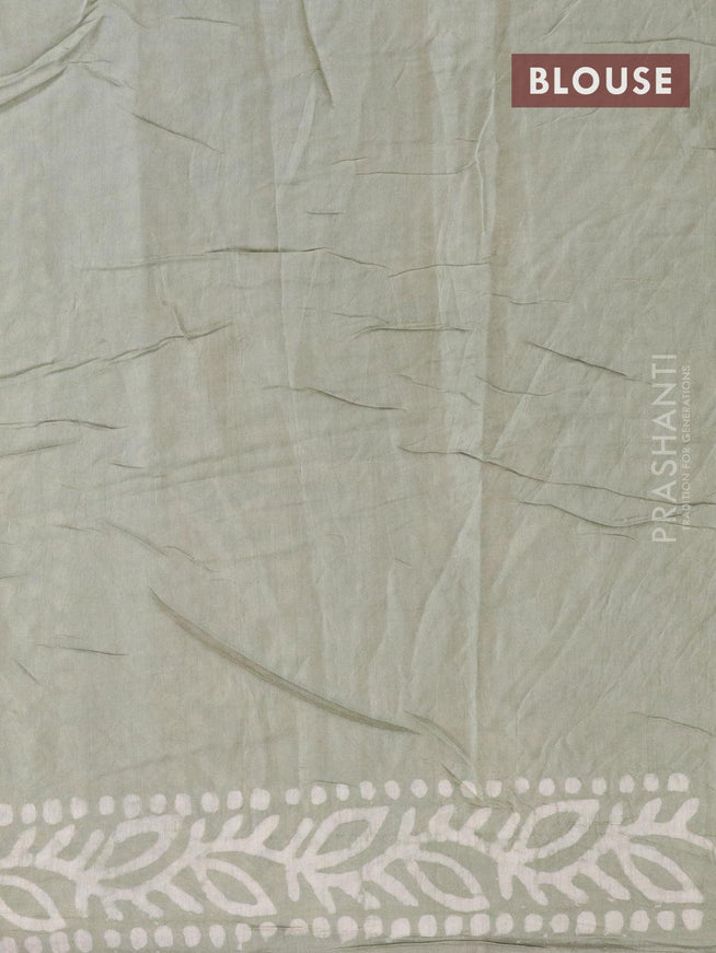 Semi Chanderi saree greyish green shade with batik prints - {{ collection.title }} by Prashanti Sarees