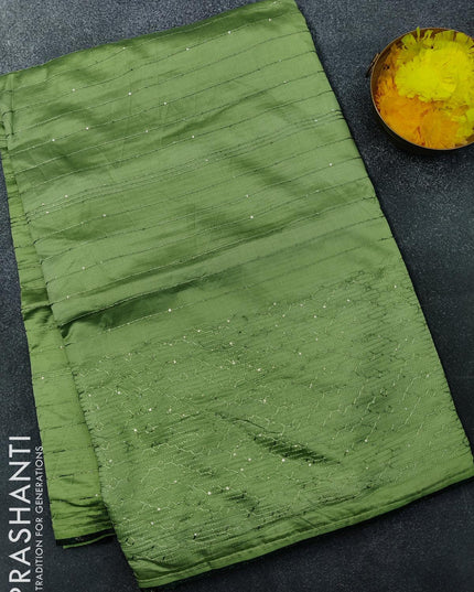 Semi chanderi saree light green with sequin work - {{ collection.title }} by Prashanti Sarees