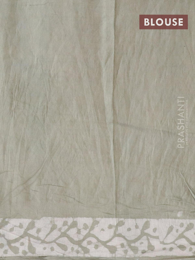 Semi Chanderi saree pastel grey shade with batik prints - {{ collection.title }} by Prashanti Sarees