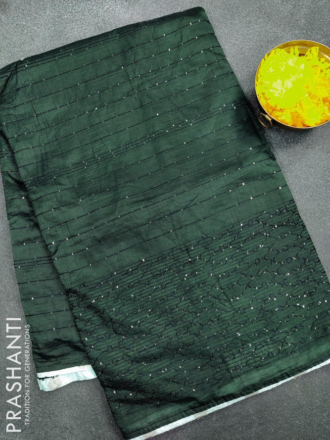 Semi chanderi saree peacock green and pastel blue with sequin work - {{ collection.title }} by Prashanti Sarees