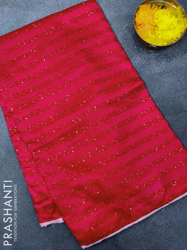 Semi chanderi saree pink and baby pink with sequin work - {{ collection.title }} by Prashanti Sarees