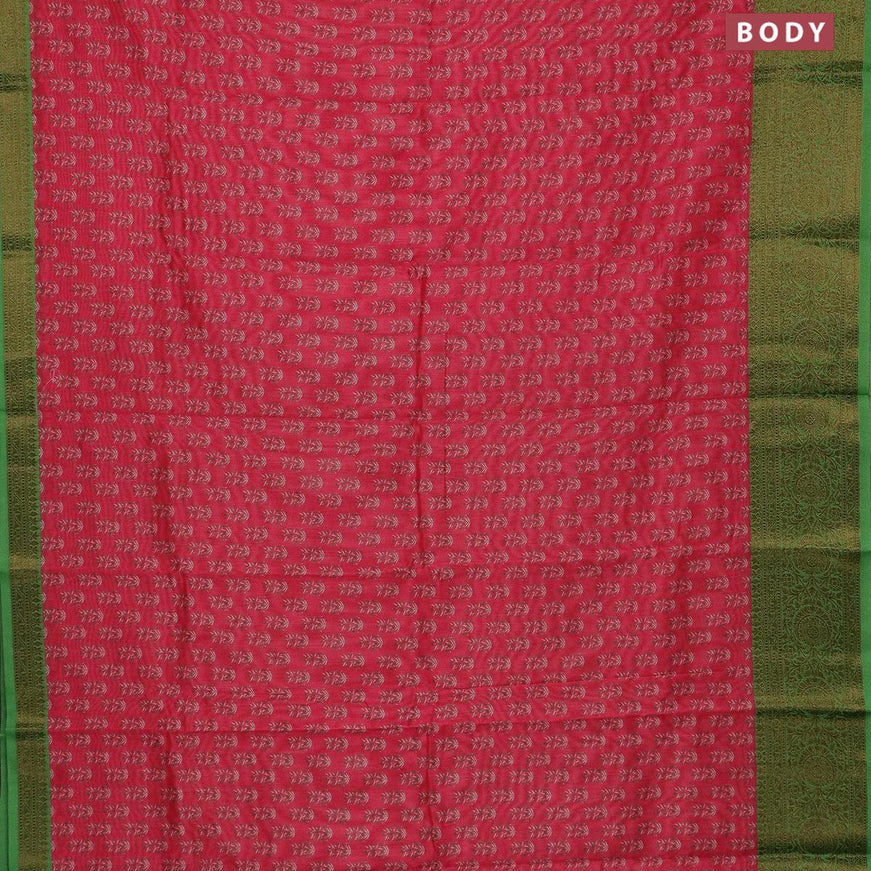 Semi chanderi saree pink and green with allover butta prints and banarasi style border - - {{ collection.title }} by Prashanti Sarees