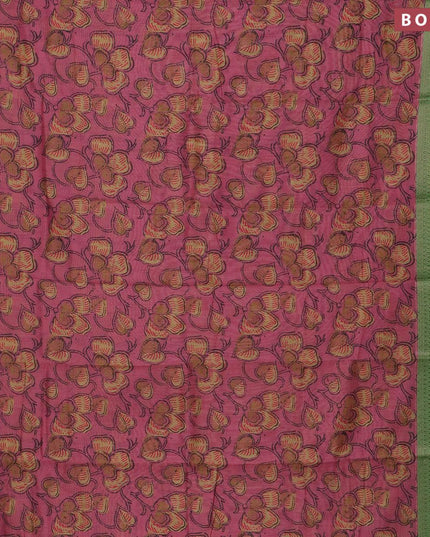 Semi chanderi saree pink and green with allover prints and banarasi style border - - {{ collection.title }} by Prashanti Sarees