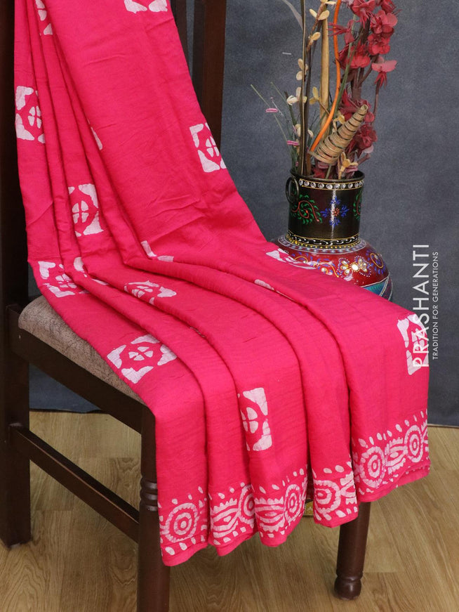 Semi Chanderi saree pink with batik prints - {{ collection.title }} by Prashanti Sarees