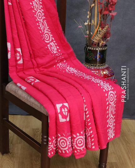 Semi Chanderi saree pink with batik prints - {{ collection.title }} by Prashanti Sarees