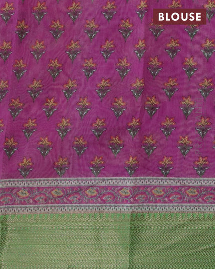 Semi chanderi saree purple shade and green shade with allover prints and banarasi style border - {{ collection.title }} by Prashanti Sarees