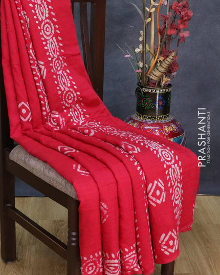 Semi Chanderi saree red with batik prints - {{ collection.title }} by Prashanti Sarees