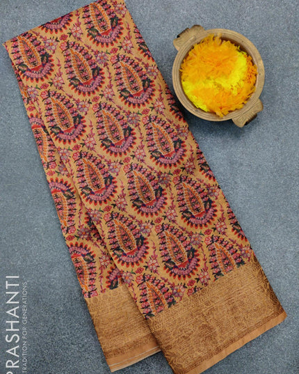 Semi chanderi saree sandal with allover prints with allover prints - {{ collection.title }} by Prashanti Sarees