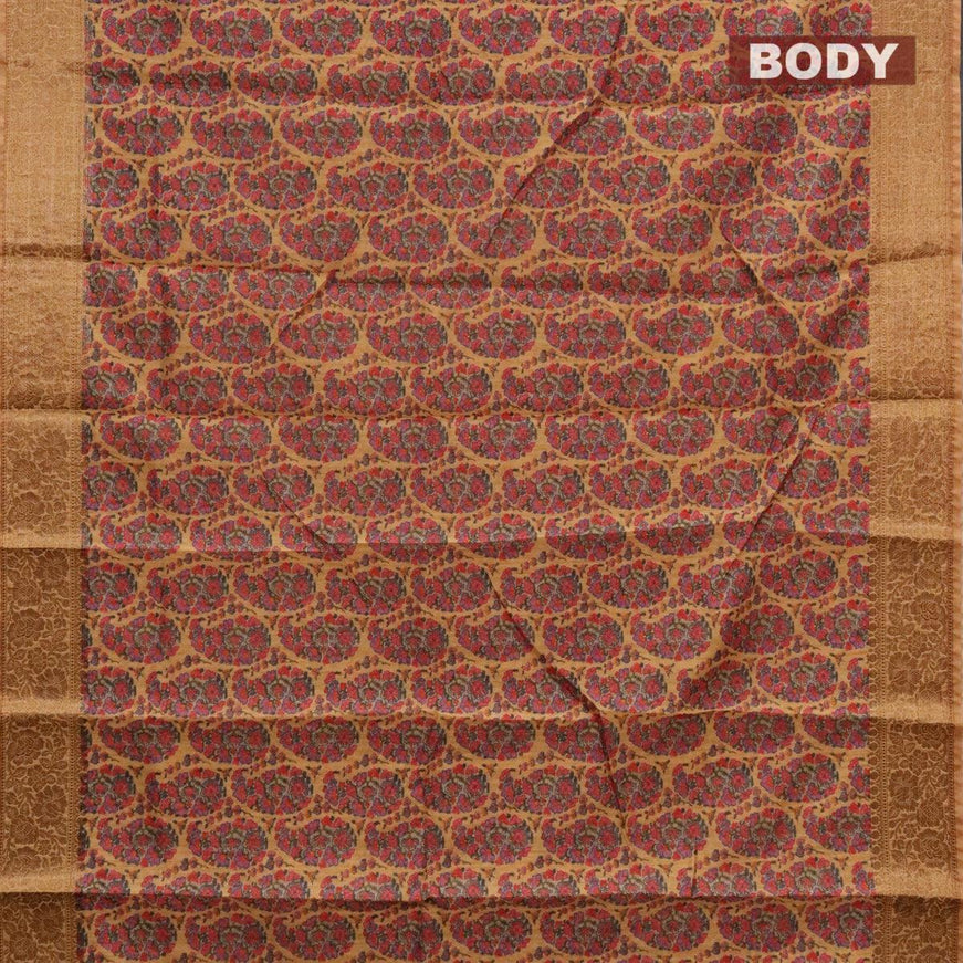 Semi chanderi saree sandal with butta prints and banarasi style border - {{ collection.title }} by Prashanti Sarees
