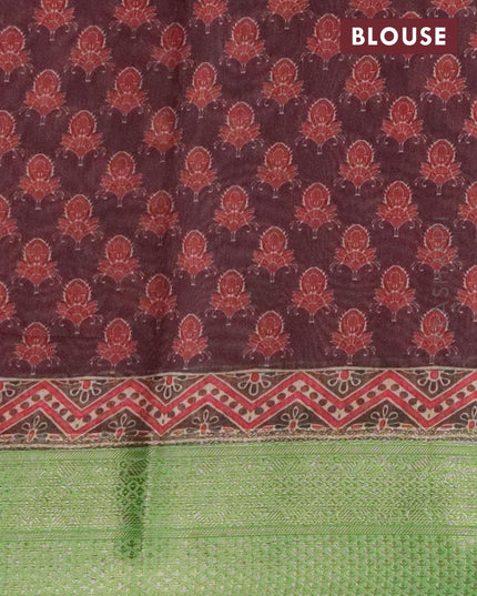 Semi chanderi saree wine shade and green shade with allover prints and banarasi style border - {{ collection.title }} by Prashanti Sarees