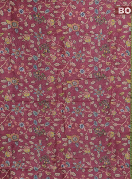 Semi chanderi saree wine shade and green with allover prints and banarasi style border - - {{ collection.title }} by Prashanti Sarees