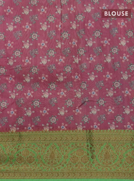 Semi chanderi saree wine shade and green with allover prints and banarasi style border - - {{ collection.title }} by Prashanti Sarees