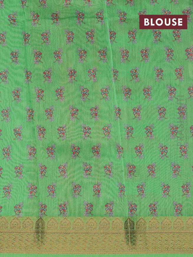 Semi chanderi saree wine shade and green with allover prints and banarasi style border - - {{ collection.title }} by Prashanti Sarees