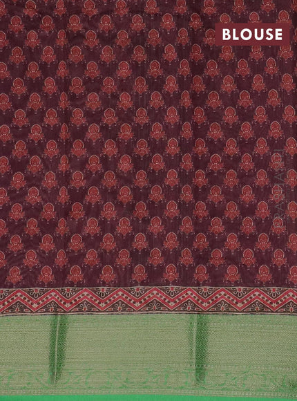 Semi chanderi saree wine shade and green with allover prints and banarasi style border - - {{ collection.title }} by Prashanti Sarees