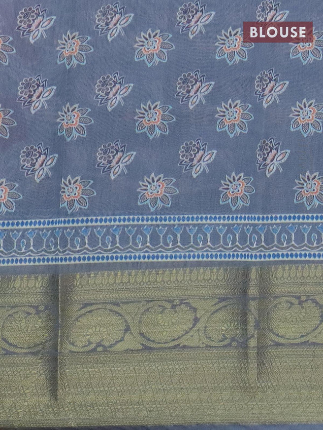 Semi chanderi saree wine shade and grey with allover prints and banarasi style border - - {{ collection.title }} by Prashanti Sarees