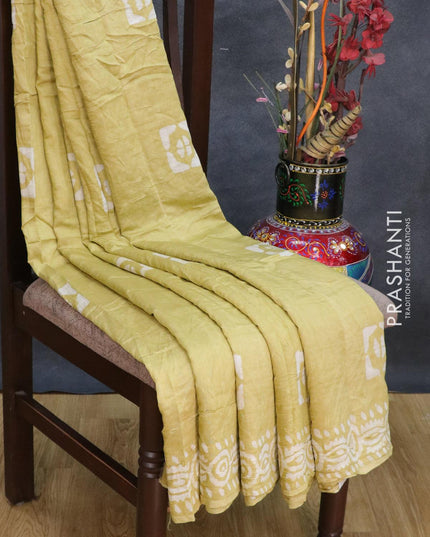Semi Chanderi saree yellow shade with batik prints - {{ collection.title }} by Prashanti Sarees