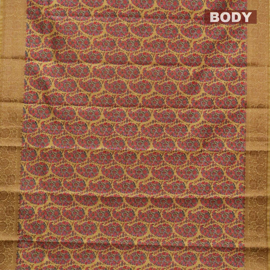Semi chanderi saree yellow shade with butta prints and banarasi style border - {{ collection.title }} by Prashanti Sarees