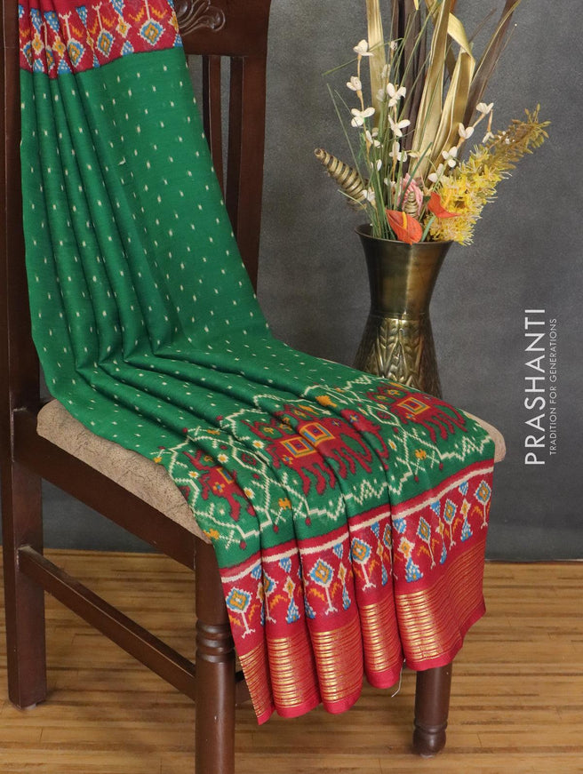 Semi chiffon saree green and maroon with allover prints and zari woven border - {{ collection.title }} by Prashanti Sarees