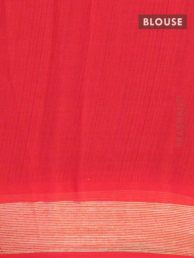 Semi chiffon saree green and red with allover butta prints and zari woven border - {{ collection.title }} by Prashanti Sarees