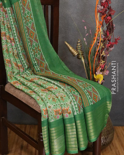 Semi chiffon saree green with allover prints and zari woven border - LBZ1015 - {{ collection.title }} by Prashanti Sarees