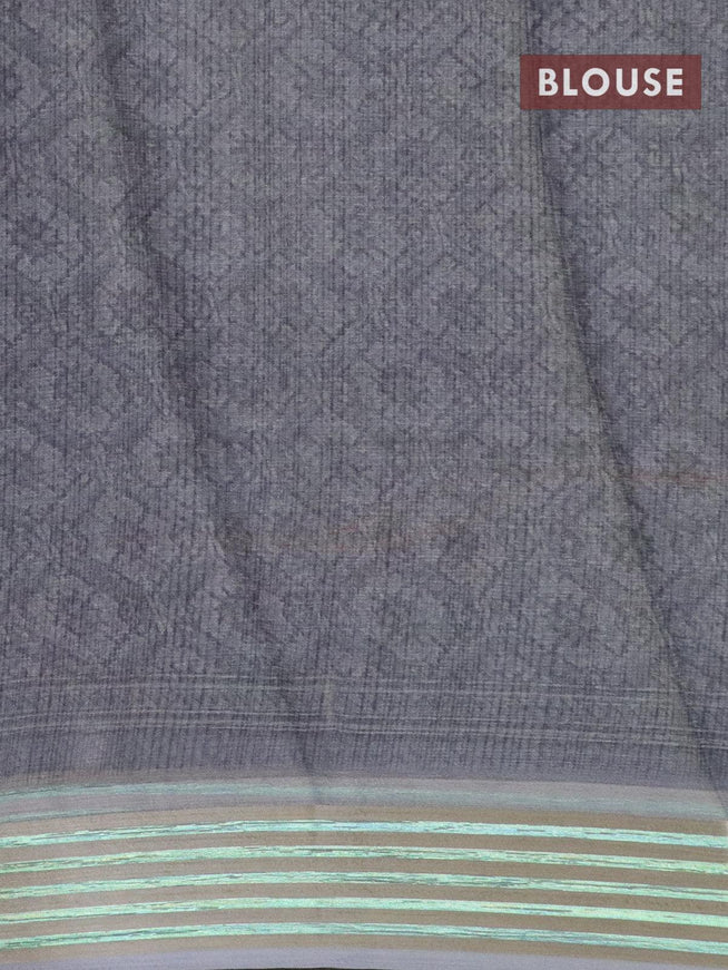 Semi chiffon saree grey with allover prints and zari woven border - {{ collection.title }} by Prashanti Sarees