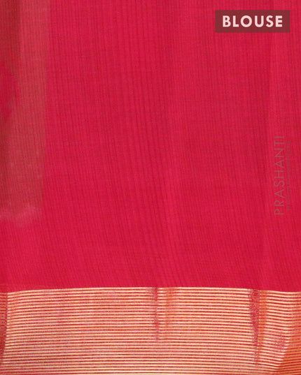 Semi chiffon saree light green and pink with allover ikat butta prints and zari woven border - {{ collection.title }} by Prashanti Sarees
