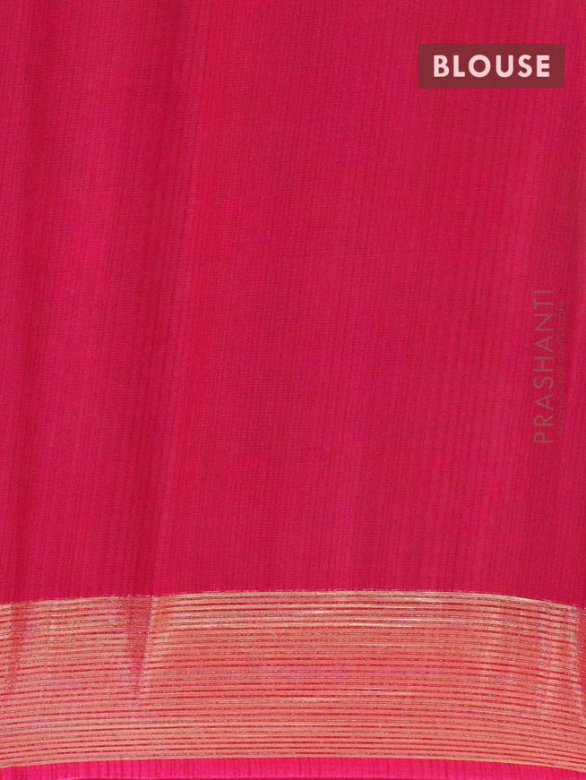 Semi chiffon saree light green and pink with allover prints and zari woven border - {{ collection.title }} by Prashanti Sarees