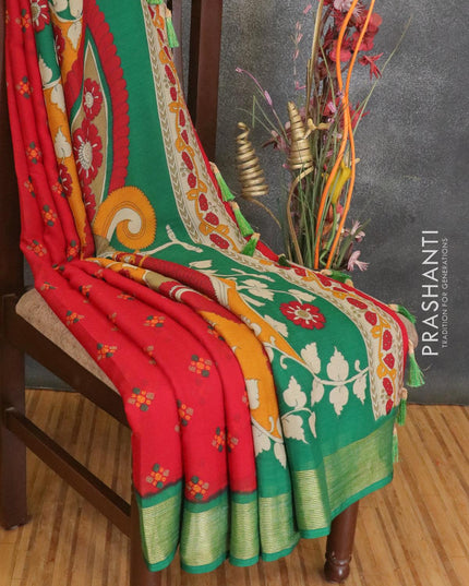 Semi chiffon saree maroon and green with allover butta prints and zari woven border - {{ collection.title }} by Prashanti Sarees