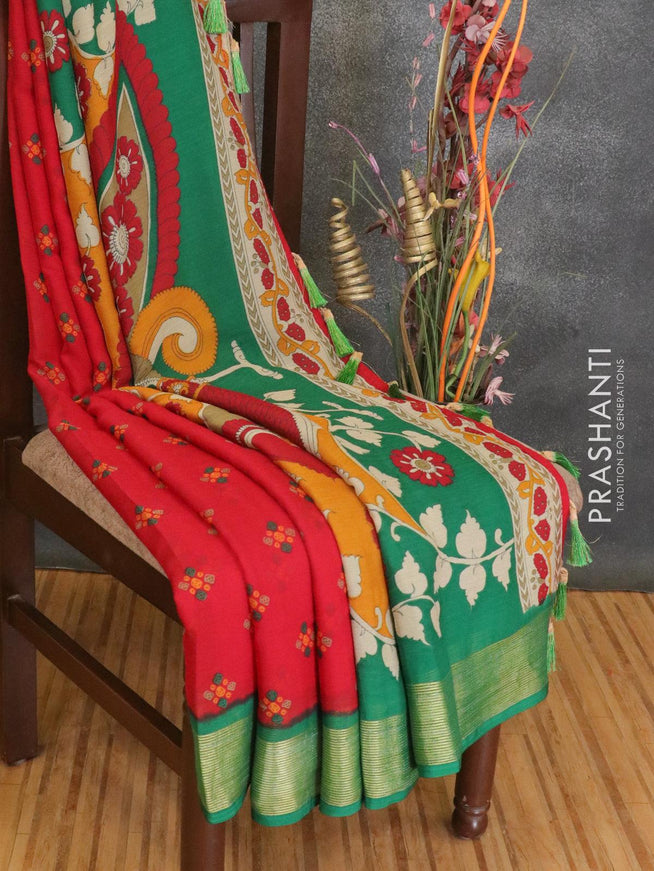 Semi chiffon saree maroon and green with allover butta prints and zari woven border - {{ collection.title }} by Prashanti Sarees