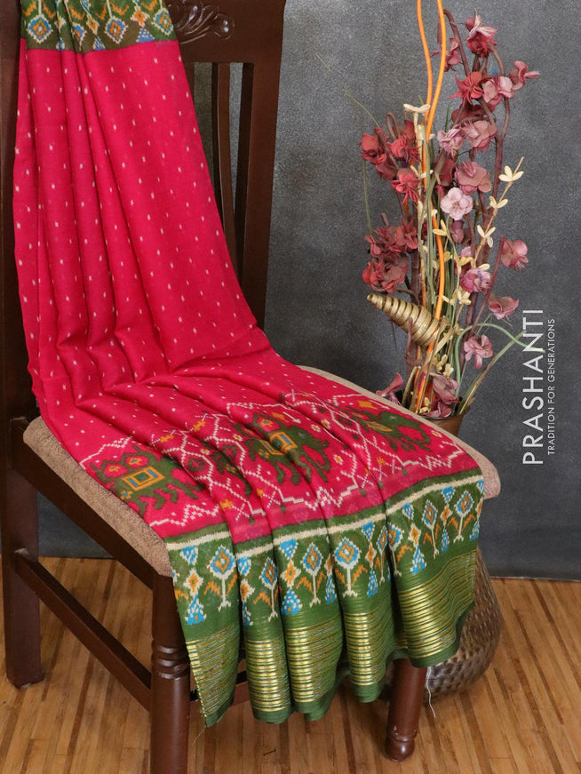 Semi chiffon saree pink and green with allover prints and zari woven border - LBZ0983 - {{ collection.title }} by Prashanti Sarees