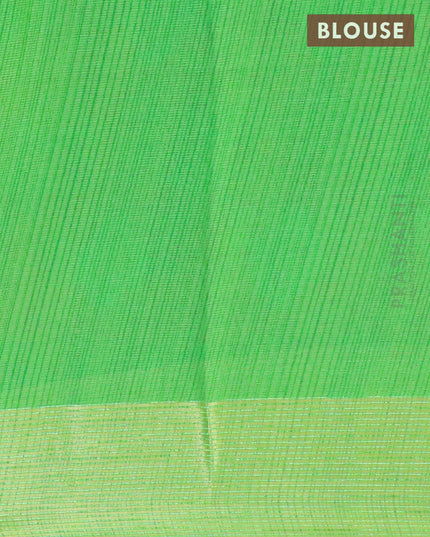 Semi chiffon saree red and light green with allover prints and zari woven border - {{ collection.title }} by Prashanti Sarees