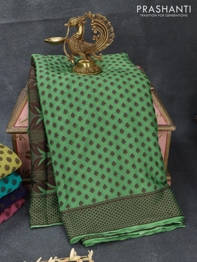 Semi crepe saree green shade with allover thread woven buttas and thread woven border - {{ collection.title }} by Prashanti Sarees