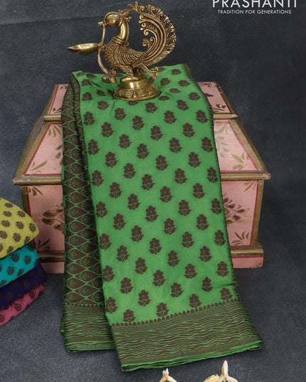 Semi crepe saree green with allover thread woven buttas and thread woven border - {{ collection.title }} by Prashanti Sarees