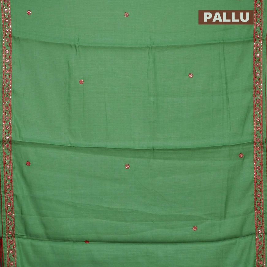 Semi crepe saree green with mirror & embroidery work - {{ collection.title }} by Prashanti Sarees